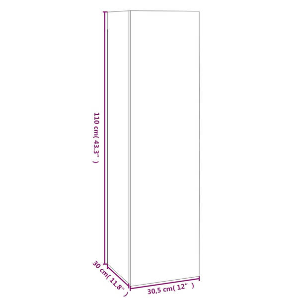 vidaXL Tv-meubelen 4 st 30,5x30x110 cm bewerkt hout grijs sonoma eiken