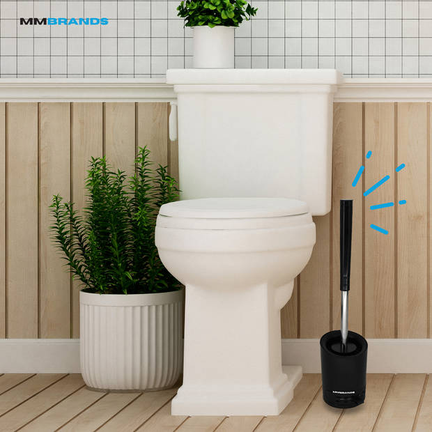 MM Brands Toiletborstel met Houder - WC Borstel Vrijstaand en Hangend - Zwart