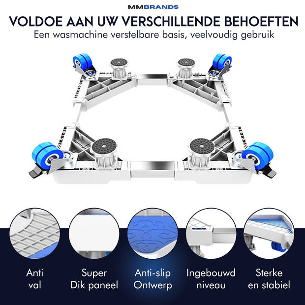 MM Brands Wasmachine Verhoger - Meubelroller - Meubelverplaatser - Met 4 wielen