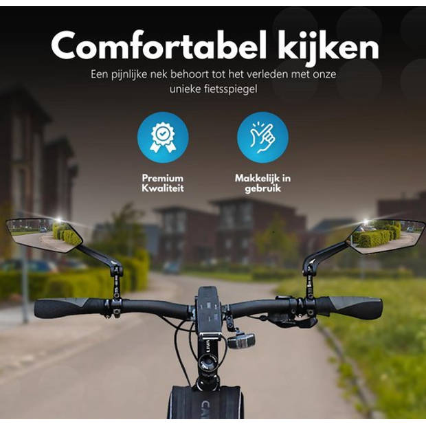 MM Brands Fiets Spiegel E Bike – Achteruitkijkspiegel Op Stuur – 360 graden verstelbaar – Links en Rechts – 2 stuks