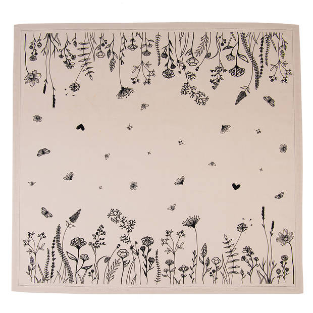 HAES DECO - Vierkant Tafellaken - 100x100 cm - 100% Katoen - Flora and Fauna