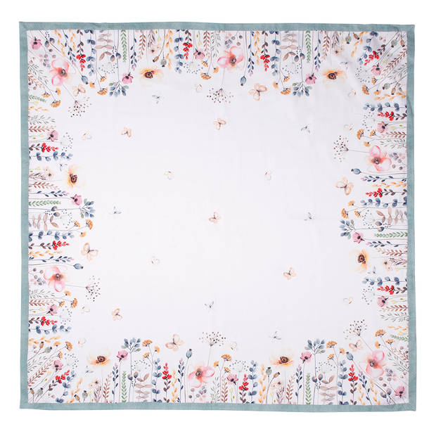 HAES DECO - Vierkant Tafellaken - 150x150 cm - 100% Katoen - Flowerbomb