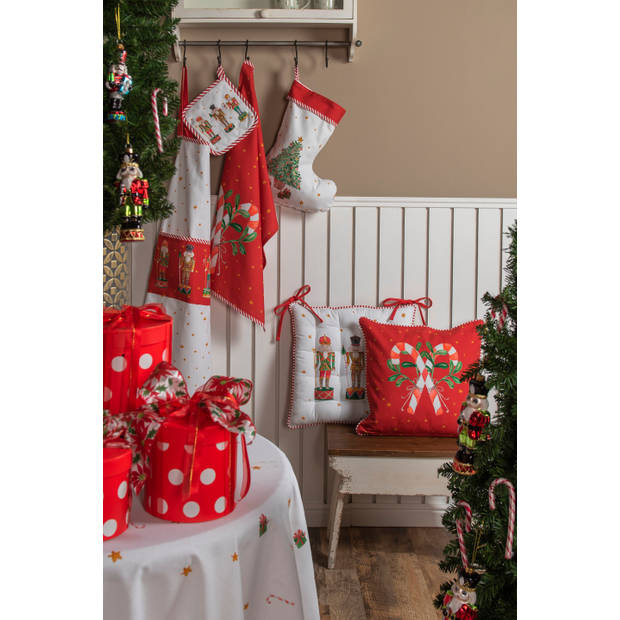 HAES DECO - Rechthoekig Tafellaken - 150x250 cm - 100% Katoen - Happy Little Christmas