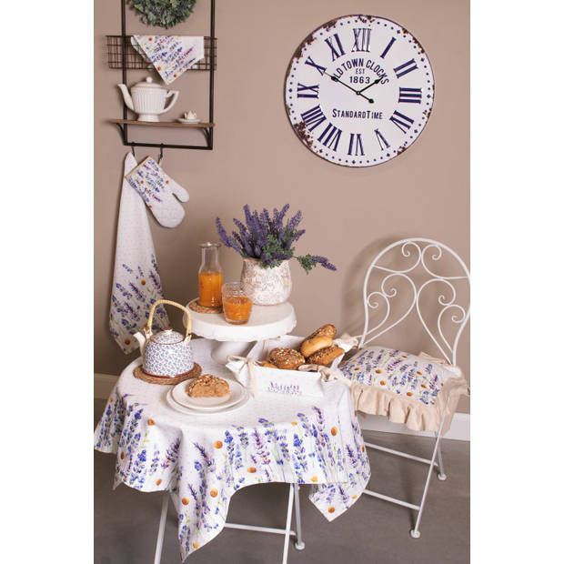 HAES DECO - Vierkant Tafellaken - 150x150 cm - 100% Katoen - Lavender Field