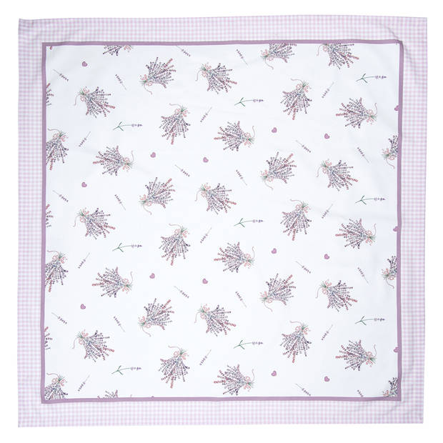 HAES DECO - Vierkant Tafellaken - 150x150 cm - 100% Katoen - Lavender Garden