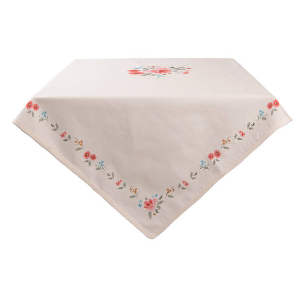 HAES DECO - Vierkant Tafellaken - 100x100 cm - 100% Katoen - Little Rose Collection