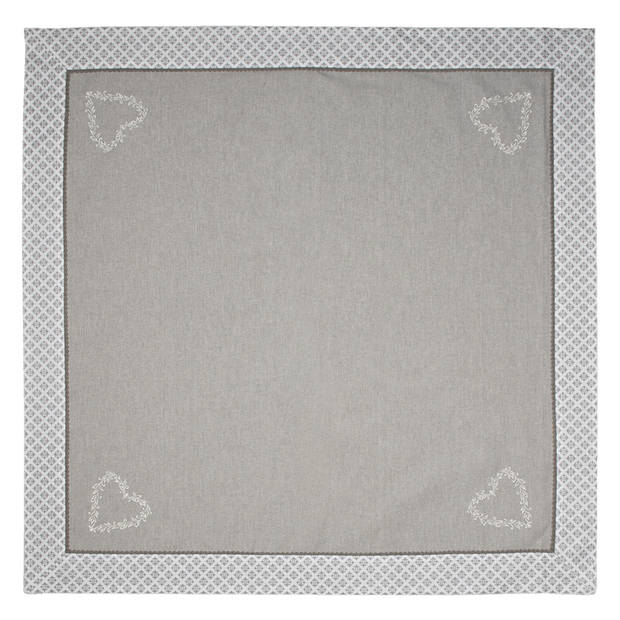 HAES DECO - Vierkant Tafellaken - 150x150 cm - 100% Katoen - Lovely Heart