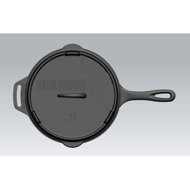 Valhal - Skillet Gietijzer Deksel ø 25 cm met Grillpatroon - Gietijzer - Zwart