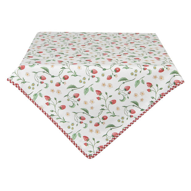 HAES DECO - Vierkant Tafellaken - 100x100 cm - 100% Katoen - Wild Strawberries