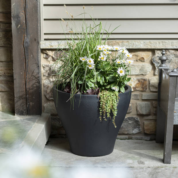 Step2 Fernway Bloempot Onyx zwart Plantenbak van kunststof voor tuin / balkon / terras