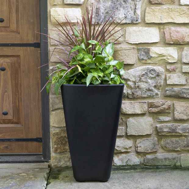 Step2 Bridgeview Bloempot groot Onyx zwart Plantenbak van kunststof voor tuin / balkon / terras
