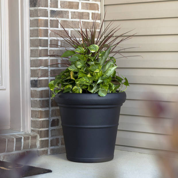 Step2 Claremont Bloempot Onyx zwart Plantenbak van kunststof voor tuin / balkon / terras
