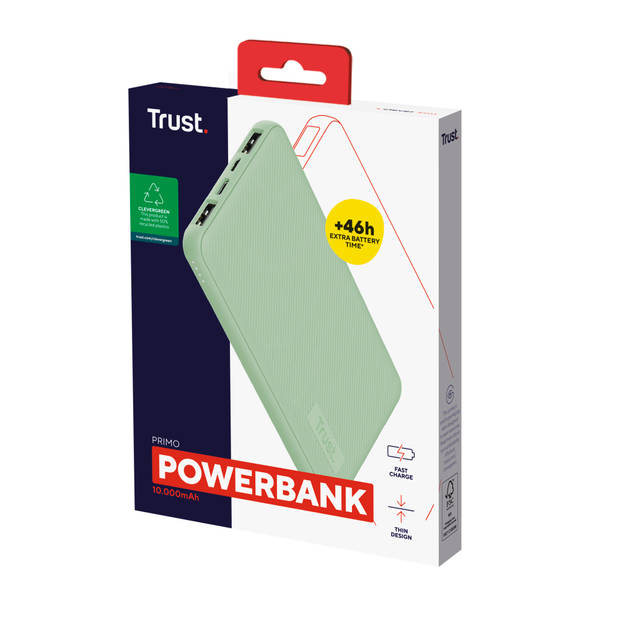 Trust Mobile Primo Duurzame Powerbank 10.000 mAh - Groen