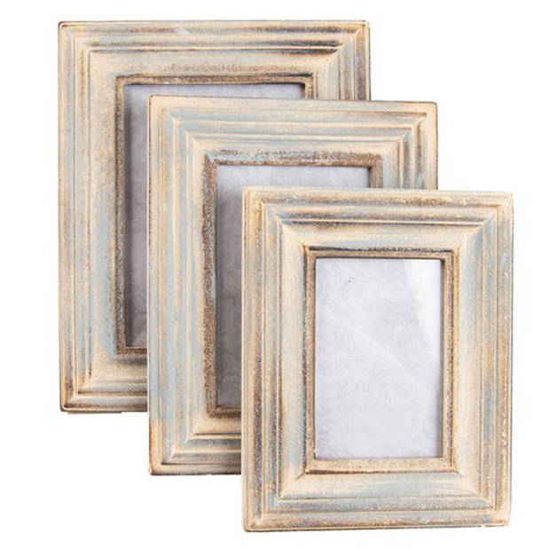 HAES DECO - Fotolijst 9x13 Bruin, formaat 15x2x19 cm - Shabby Chic