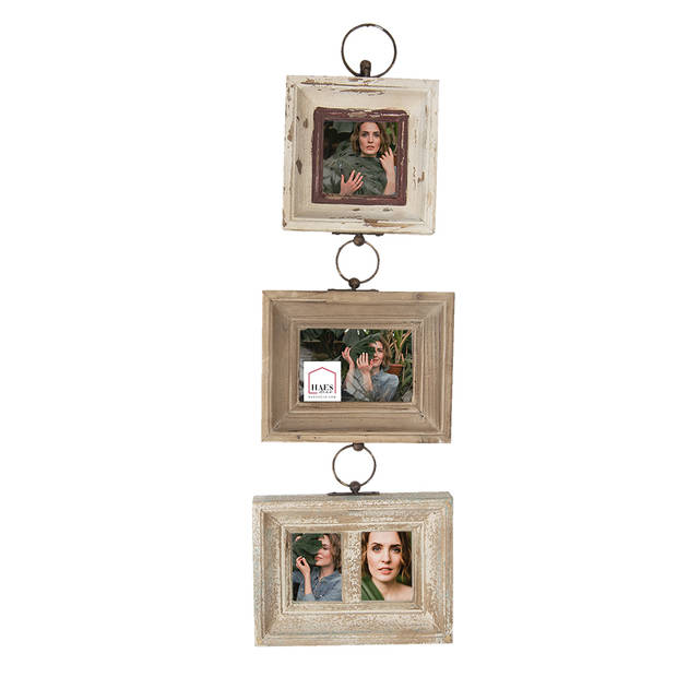 HAES DECO - Multi Fotolijst 10x15 Bruin, formaat 24x4x78 cm - Natural Cosy