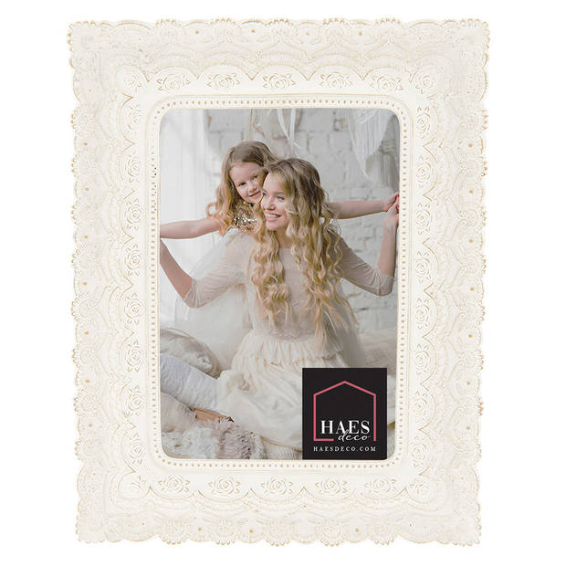 HAES DECO - Fotolijst 10x15 Wit, formaat 16x2x21 cm - Shabby Chic