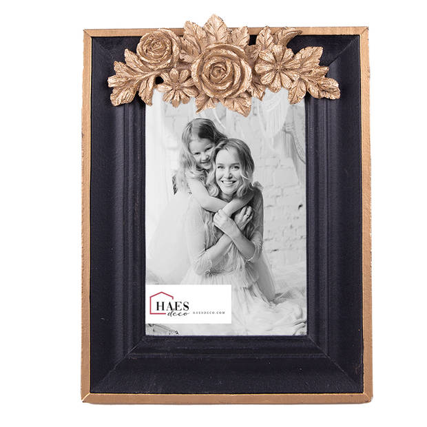 HAES DECO - Fotolijst 10x15 Zwart, formaat 16x1x21 cm - Dramatic Chic