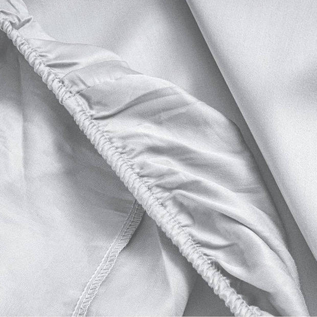 Zavelo Hoeslaken Katoen Satijn Wit-Lits-jumeaux (180x220 cm)