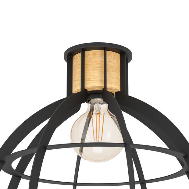 EGLO Stillington Plafondlamp - E27 - Ø 41,5 cm - Zwart/Bruin - Hout