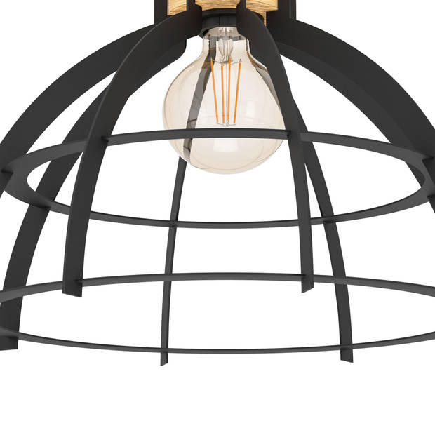 EGLO Stillington Plafondlamp - E27 - Ø 41,5 cm - Zwart/Bruin - Hout