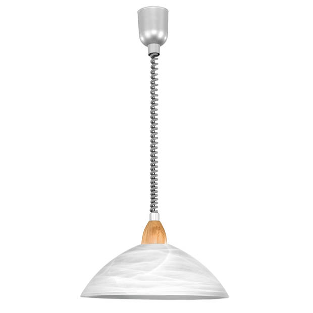 EGLO Lord 2 - Hanglamp - 1 Lichts - Ø36cm - Zilver, Nikkel-Mat, Beuk