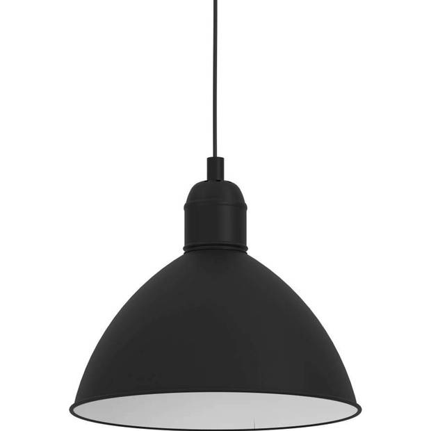 EGLO Priddy Hanglamp - E27 - Ø 30,5 cm - Zwart/Wit - Staal