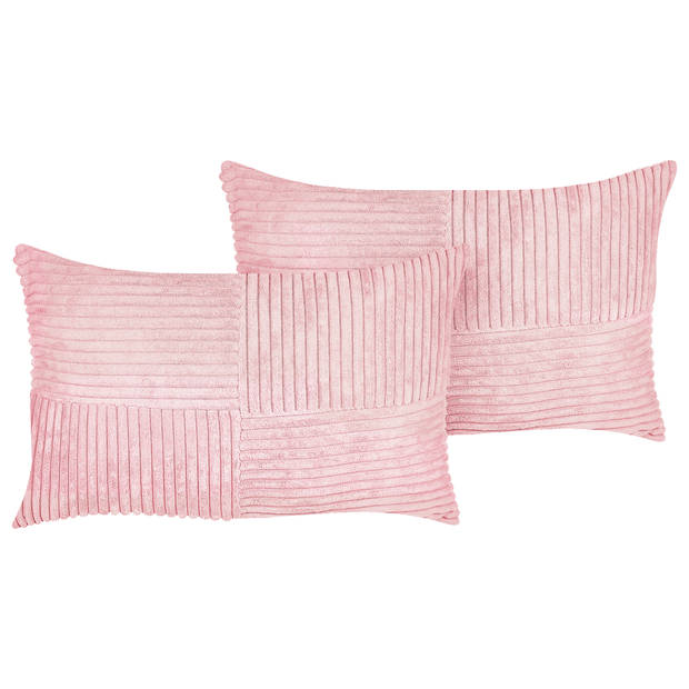 Beliani MILLET - Sierkussen-Roze-Corduroy