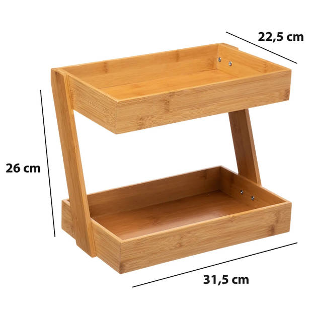 5Five keukenrek/opbergrek/aanrecht organizer - 32 x 23 x 26 cm - bamboe hout - Keukenkastorganizer
