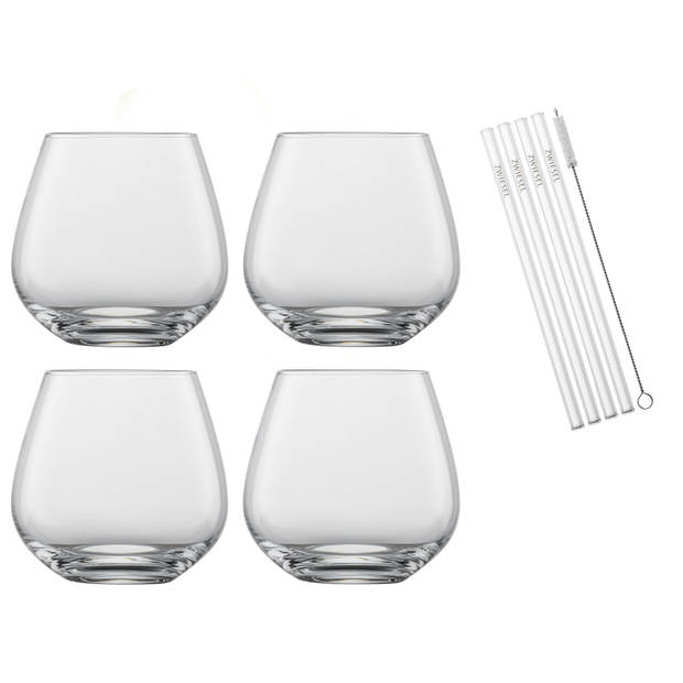 Schott Zwiesel Cocktailglazenset Vina - 4 delige set - met rietjes en borsteltje