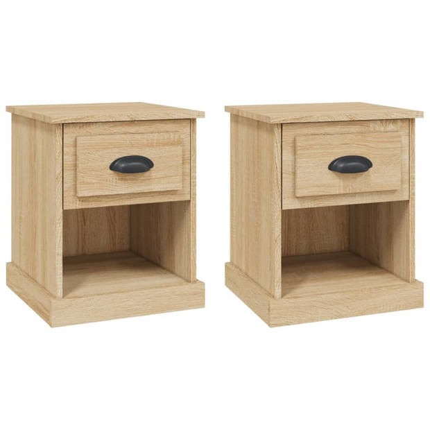 vidaXL Nachtkastjes 2 st 39x39x47,5 cm bewerkt hout sonoma eikenkleur