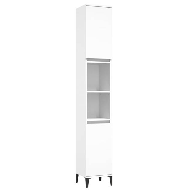 The Living Store badmeubelset naam - badkaastjes - 58x33x60 cm / 30x30x100 cm / 30x30x190 cm - wit