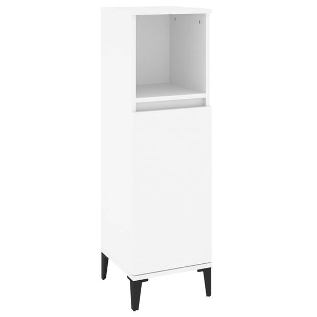 The Living Store badmeubelset naam - badkaastjes - 58x33x60 cm / 30x30x100 cm / 30x30x190 cm - wit