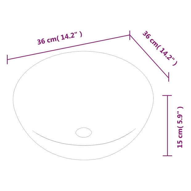 vidaXL Wasbak 36x15 cm rond keramiek wit