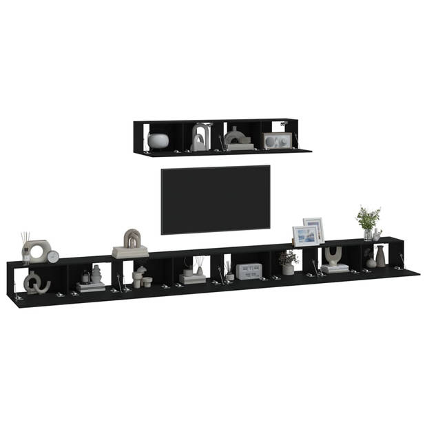 The Living Store TV-meubelset - Klassieke Televisiekastenset - 100x30x30cm - 80x30x30cm - Zwart