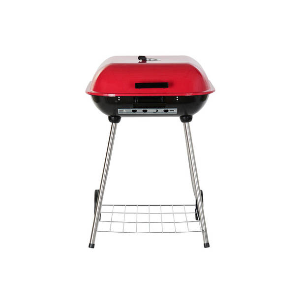 Houtskoolbarbecue met Deksel en Wielen DKD Home Decor Rood Staal (60 x 57 x 80 cm)