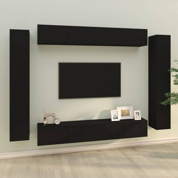 The Living Store Televisiemeubel Set - Zwart - 100 x 30 x 30 cm - 30.5 x 30 x 90 cm