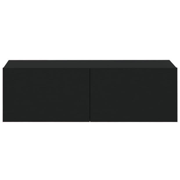 The Living Store Televisiemeubelset - Zwart - 100 x 30 x 30 cm - 30.5 x 30 x 110 cm - Trendy en praktisch