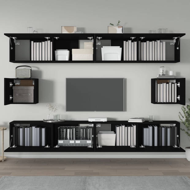 The Living Store Televisiekastenset - Klassiek - TV-meubels - 100 x 30 x 30 cm - 30.5 x 30 x 30 cm - Zwart bewerkt