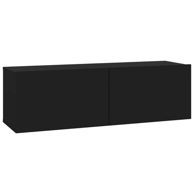 The Living Store TV-meubelset - Klassiek - Hout - Zwart - 2x 60x30x30cm - 2x 80x30x30cm - 2x 100x30x30cm - 2x