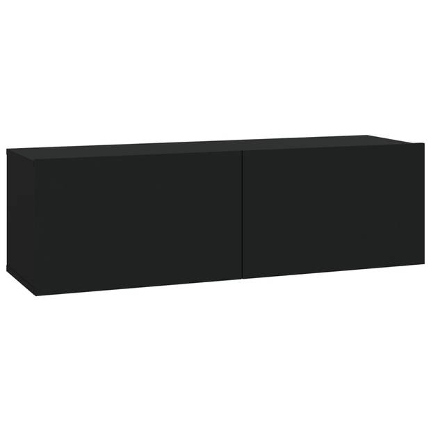 The Living Store Tv-meubelset - hout - 100 x 30 x 30 cm - zwart - 3 stuks