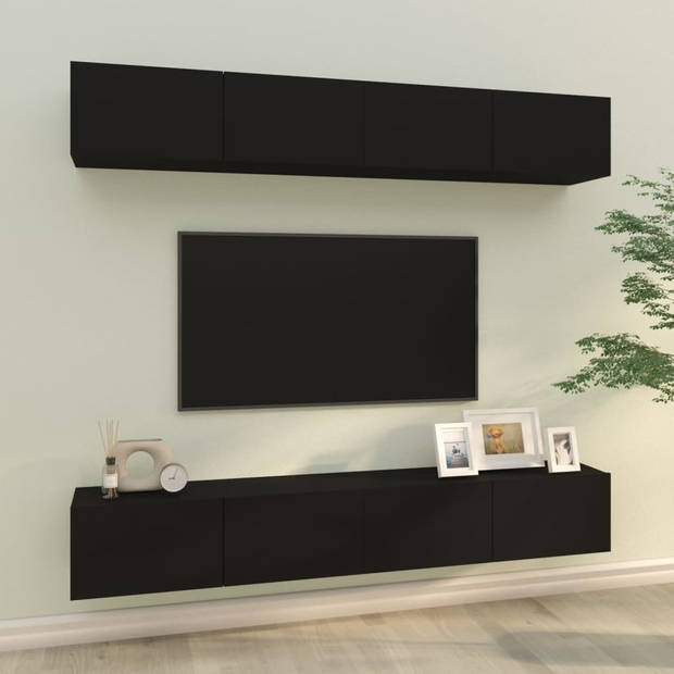 vidaXL Tv-wandmeubels 4 st 100x30x30 cm zwart