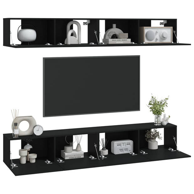 vidaXL Tv-wandmeubels 4 st 100x30x30 cm zwart