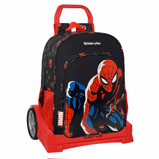 Schoolrugzak met Wielen Safta Zwart Spiderman Rood 33 x 14 x 42 cm