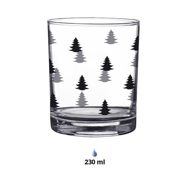 Clayre & Eef Waterglas 230 ml Glas Kerstbomen Drinkbeker Transparant Drinkbeker