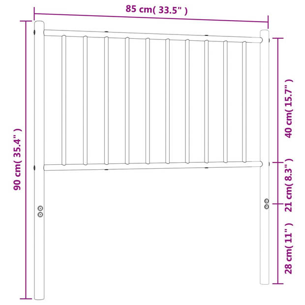 vidaXL Hoofdbord metaal wit 80 cm