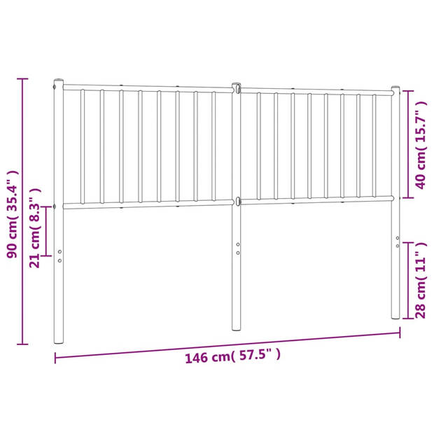 vidaXL Hoofdbord metaal wit 140 cm