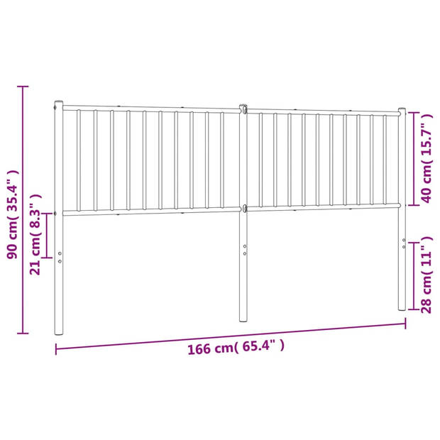 vidaXL Hoofdbord metaal wit 160 cm