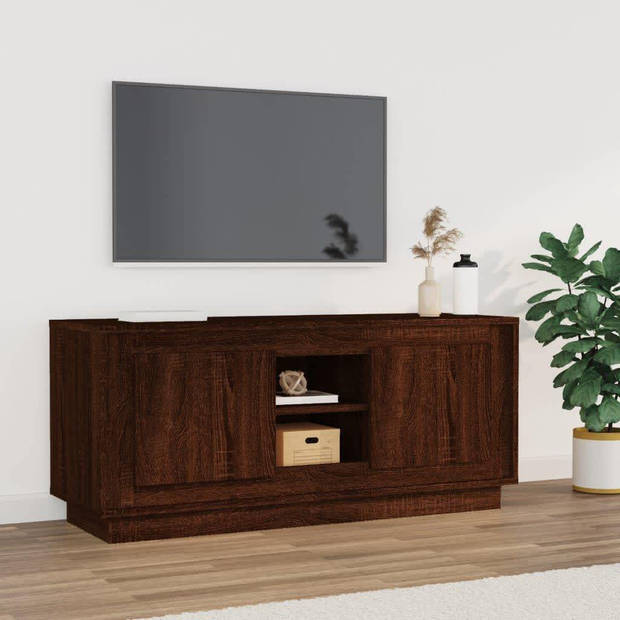 The Living Store TV-meubel - praktisch - 102 x 35 x 45 cm - kleur- bruineiken