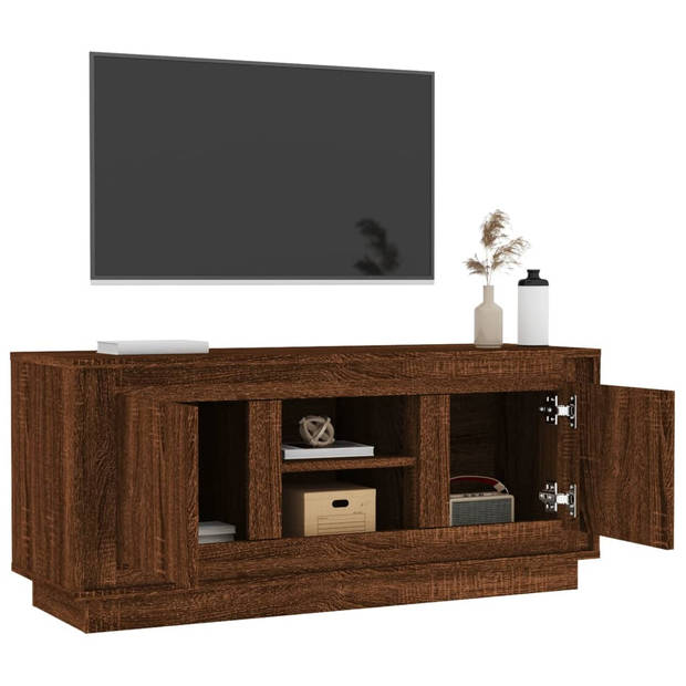 The Living Store TV-meubel - praktisch - 102 x 35 x 45 cm - kleur- bruineiken