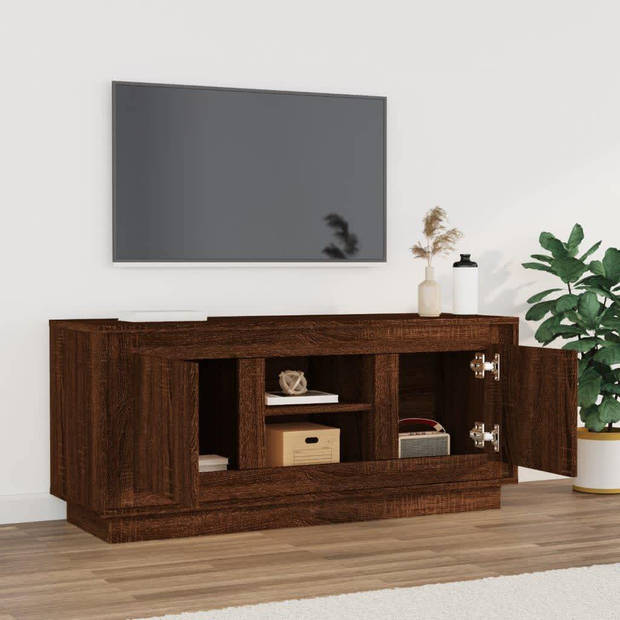 The Living Store TV-meubel - praktisch - 102 x 35 x 45 cm - kleur- bruineiken